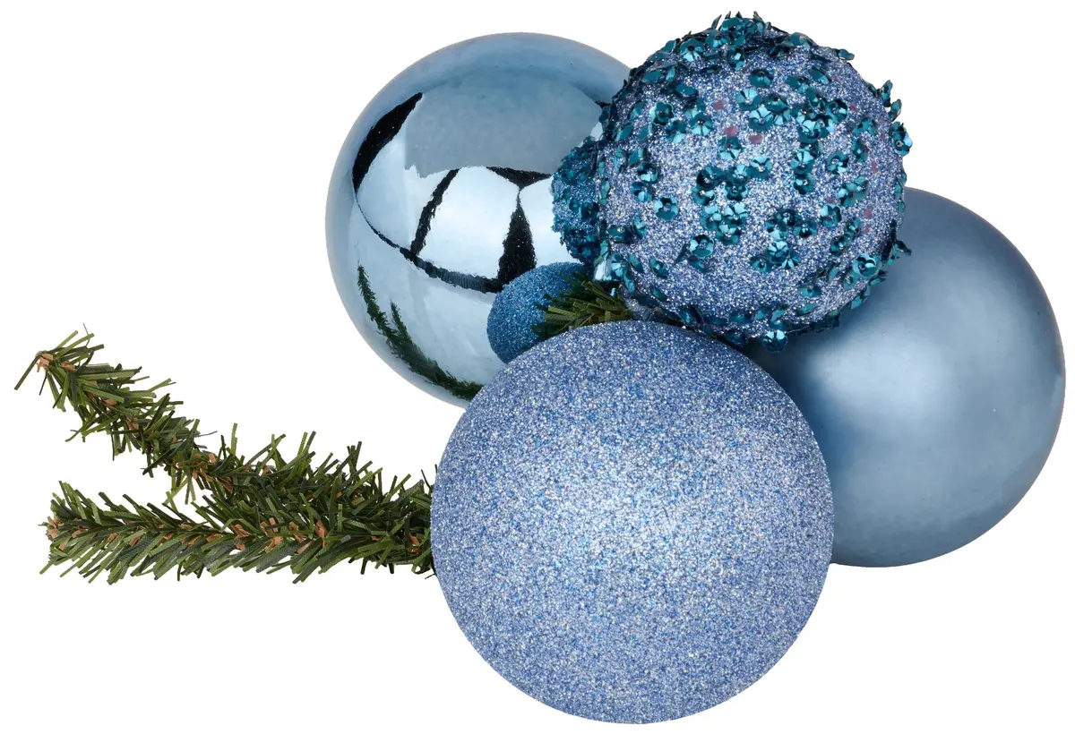 Smoke Blue Sequin Glitter Ball Cluster Decoration 1