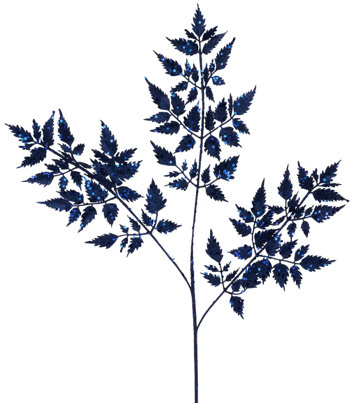 25" Navy Blue Glitter Fern Pick Spray 1