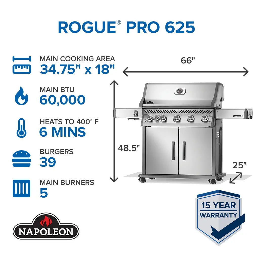 Napoleon Rogue® Pro 625 Natural Gas Grill With Infrared Side Burner 2