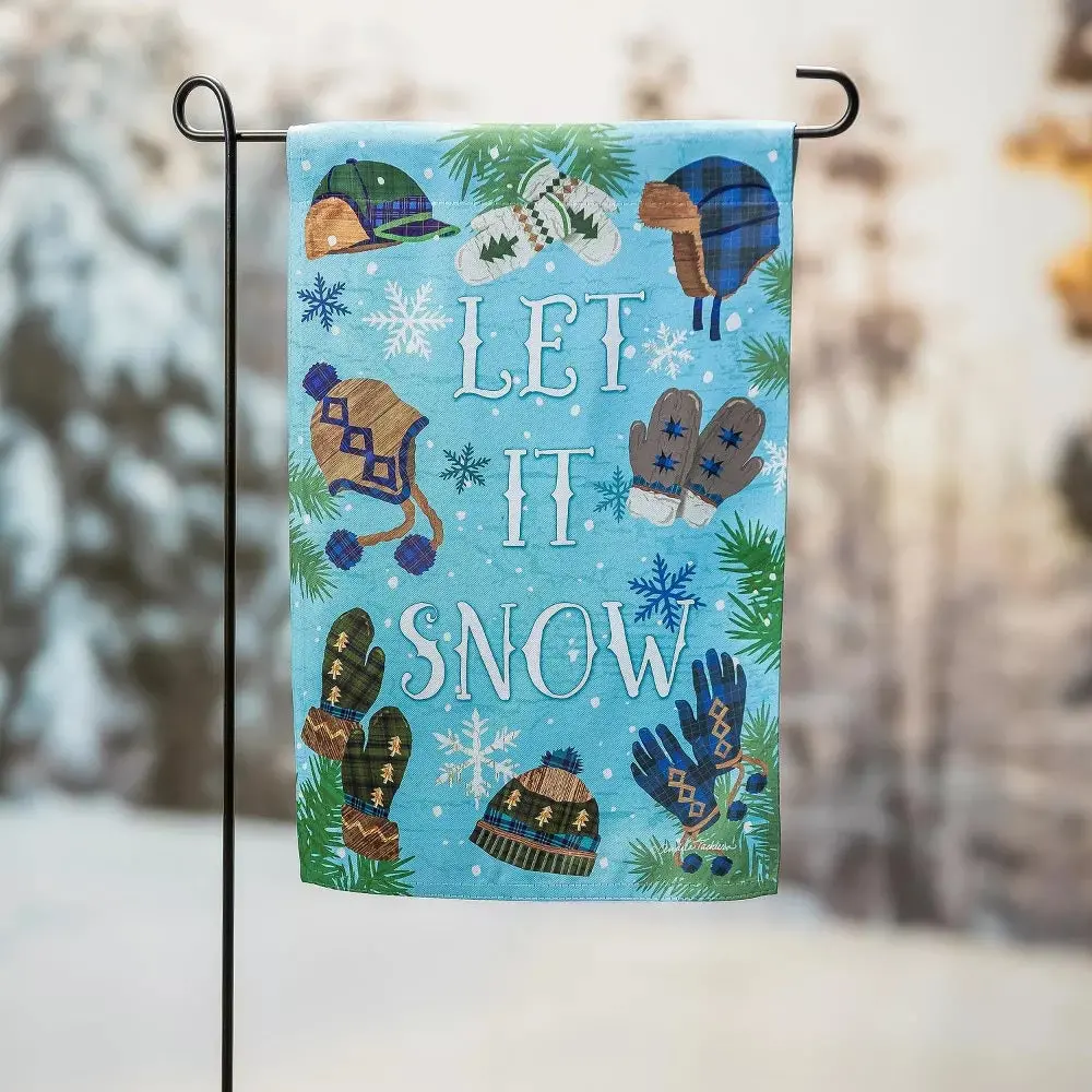 Let It Snow Suede Garden Flag 1