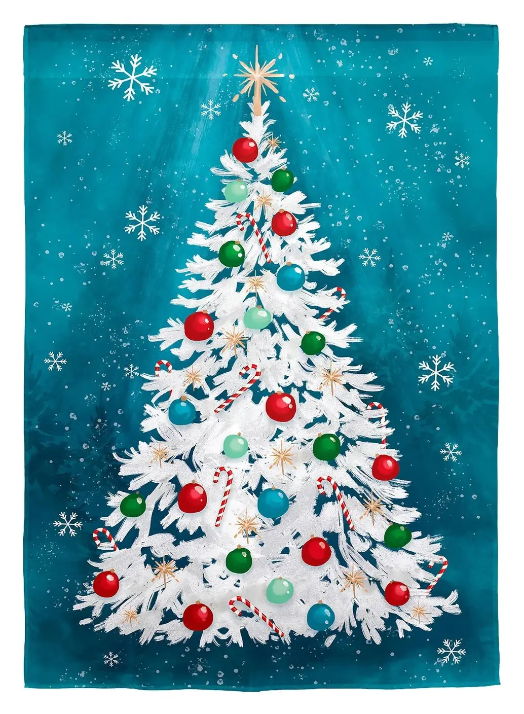 White Christmas Tree Burlap Garden Flag 1