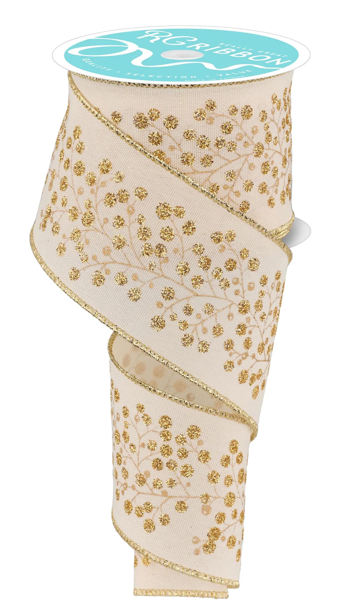 10 Yards Of Gold Snowberry Ribbon 1