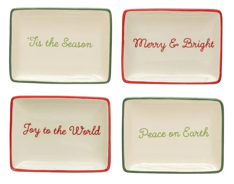 Stoneware Trinket Dish With Holiday Words 1