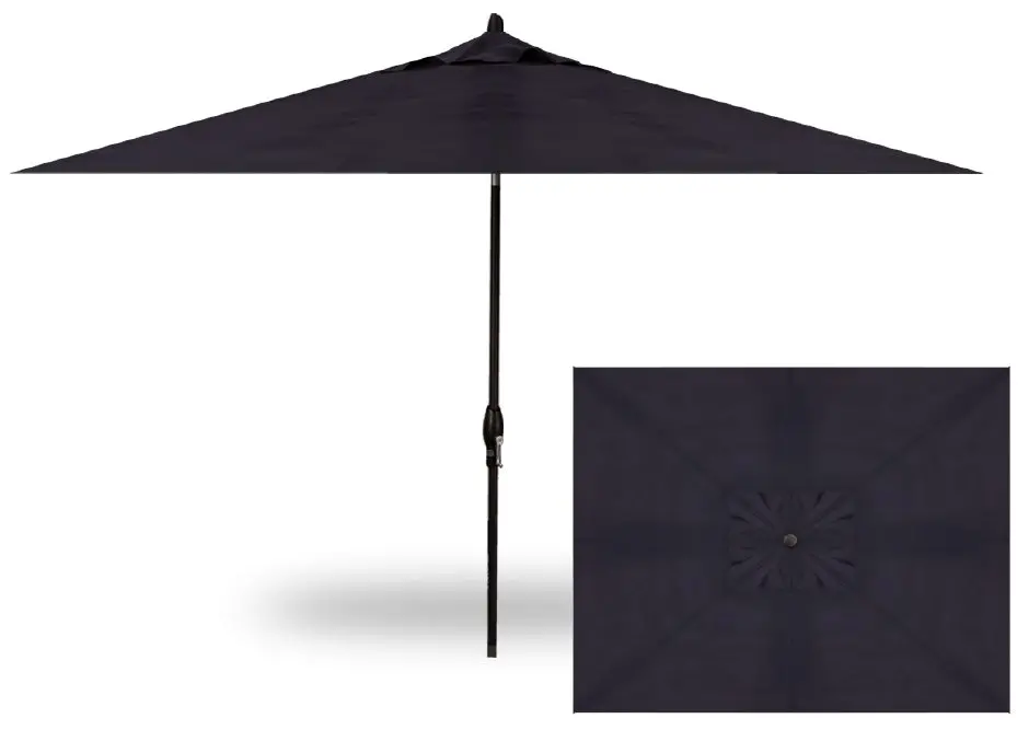 6.5' X 10' Auto Tilt Rectangular Market Black Frame Navy Canopy Umbrella 1