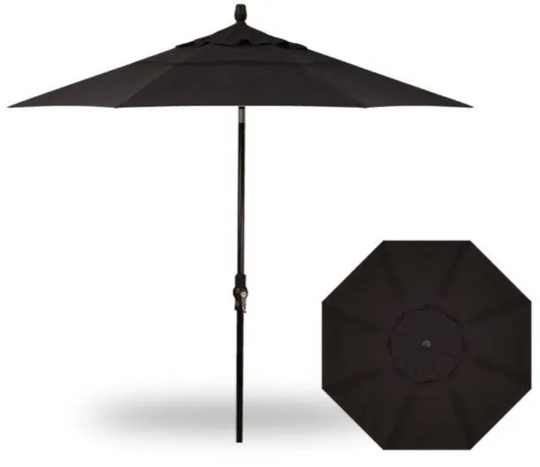 9' Collar Tilt Market Black Frame Black Canopy Umbrella 1