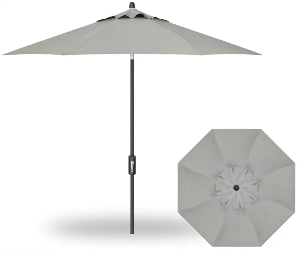 9' Flex Auto Tilt Market Black Frame Silver Linen Umbrella Thin Pole 1