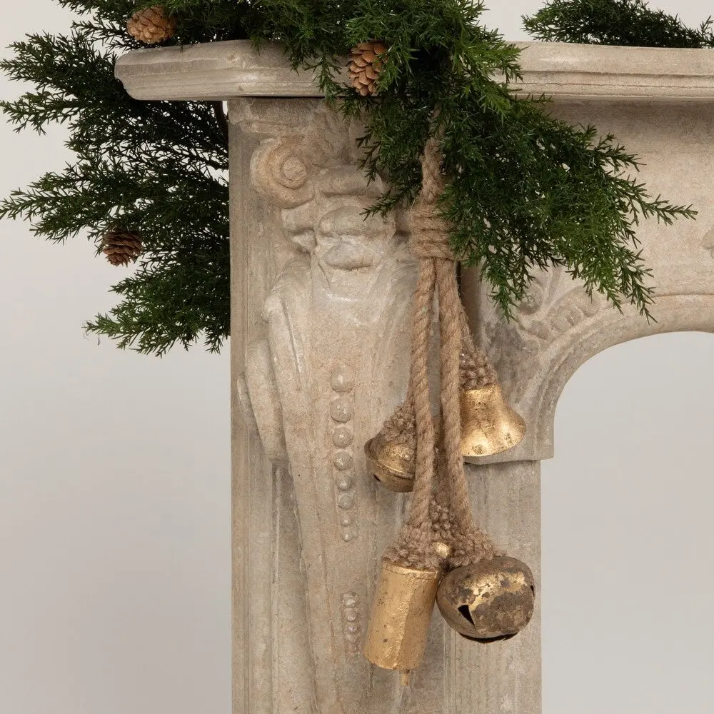 13" Decorative Gold Metal Bells On Jute Hanger 2