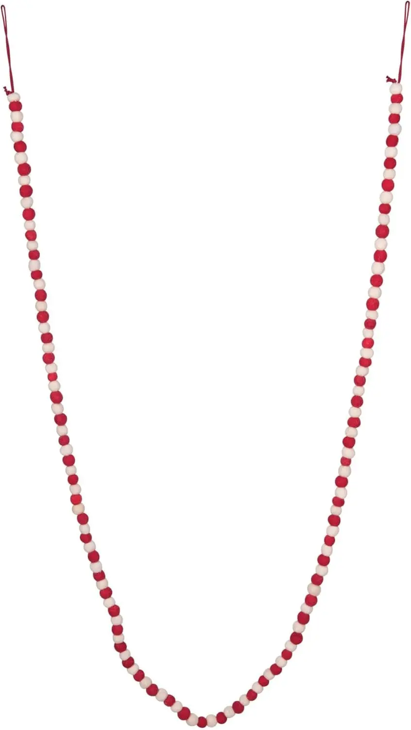 6' Red & White Wool Felt Ball Garland 1