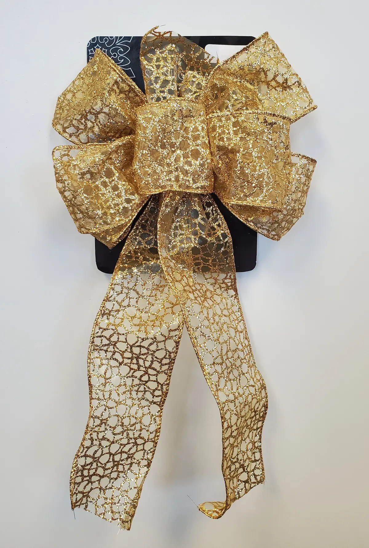 8" X 17" Sheer Gold 6-Loop Christmas Bow 2