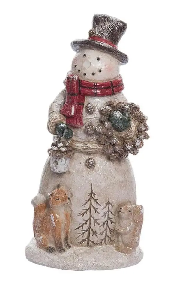 12" Resin Forest Snowman Figure 2