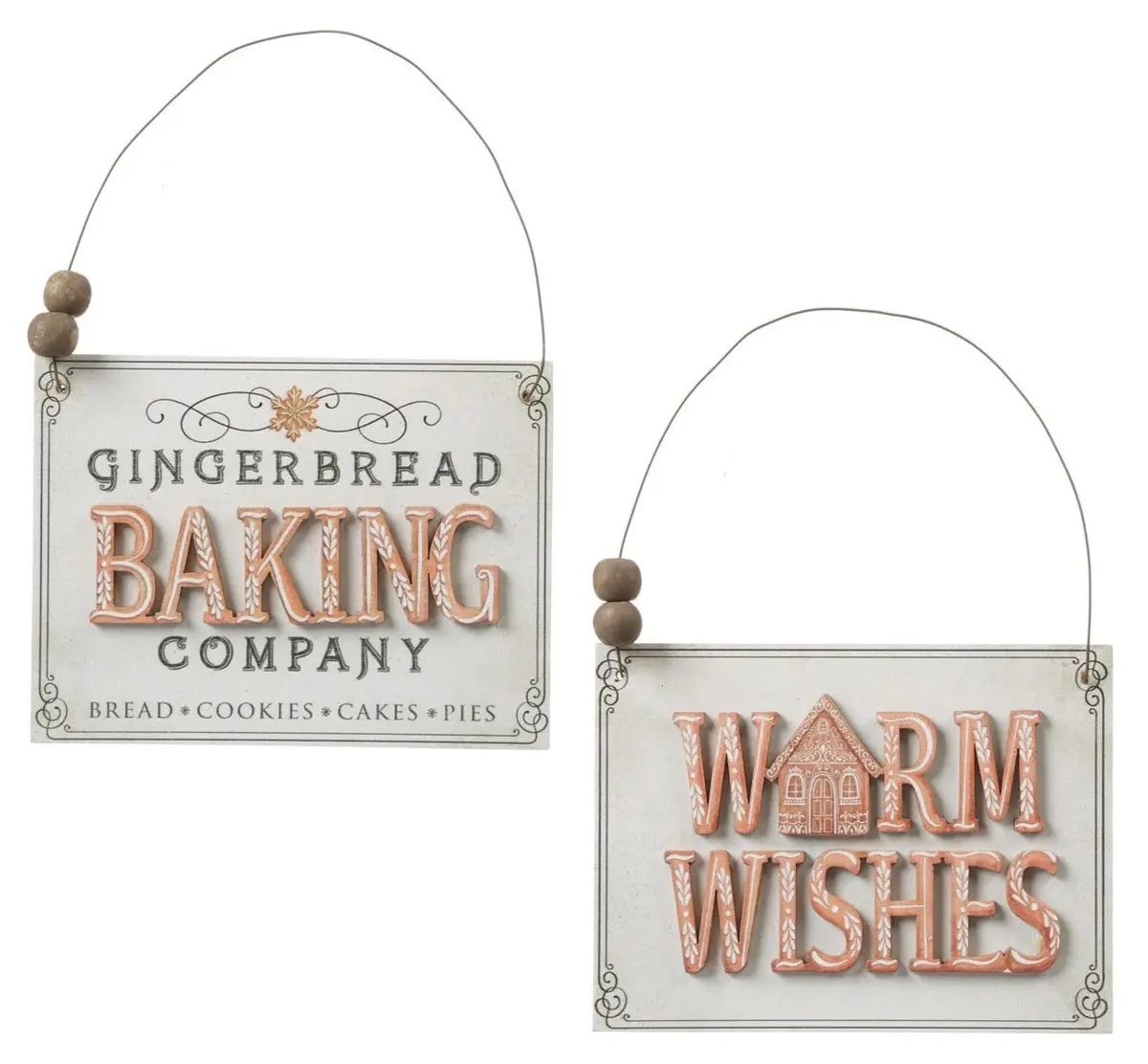 5" Wooden Gingerbread Sign Christmas Ornament 1