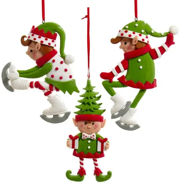 4.7" Red, White & Green Elf Ornament 1
