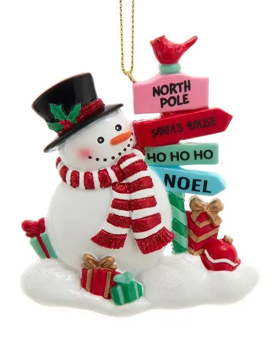 3.5" Snowman North Pole Sign Ornament For Personalization 1