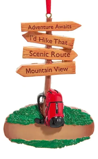 4.38" Hiking Sign Ornament For Personalization 1