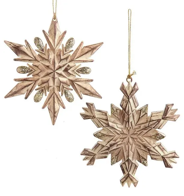 4.6" Distressed Glittered Snowflake Ornament 1