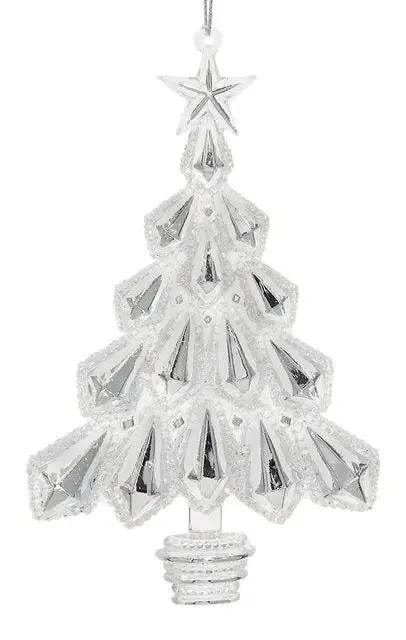 6" Clear Glittered Christmas Tree Ornament 1