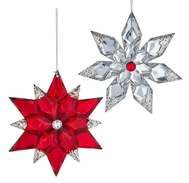 5.1" Red & Silver Snowflake Ornament 1