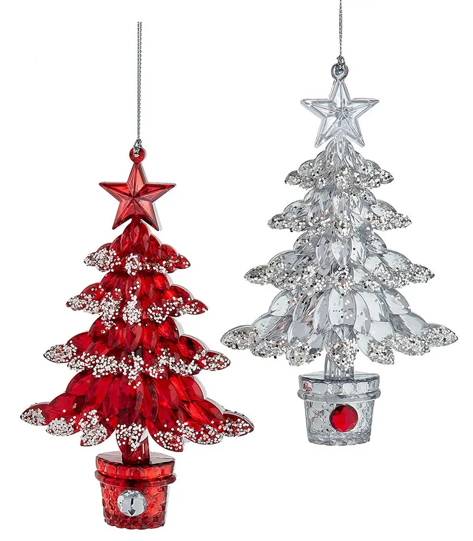 6.3" Red & Silver Christmas Tree Ornament 1