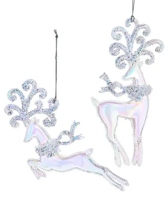 White Opalescent Deer Ornament 1