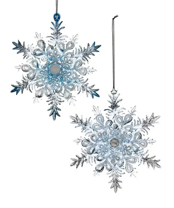 5.5" Blue And Clear Snowflake Ornament 1