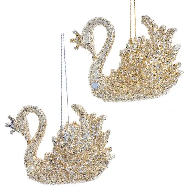 3.5" Platinum Swan Ornament 1