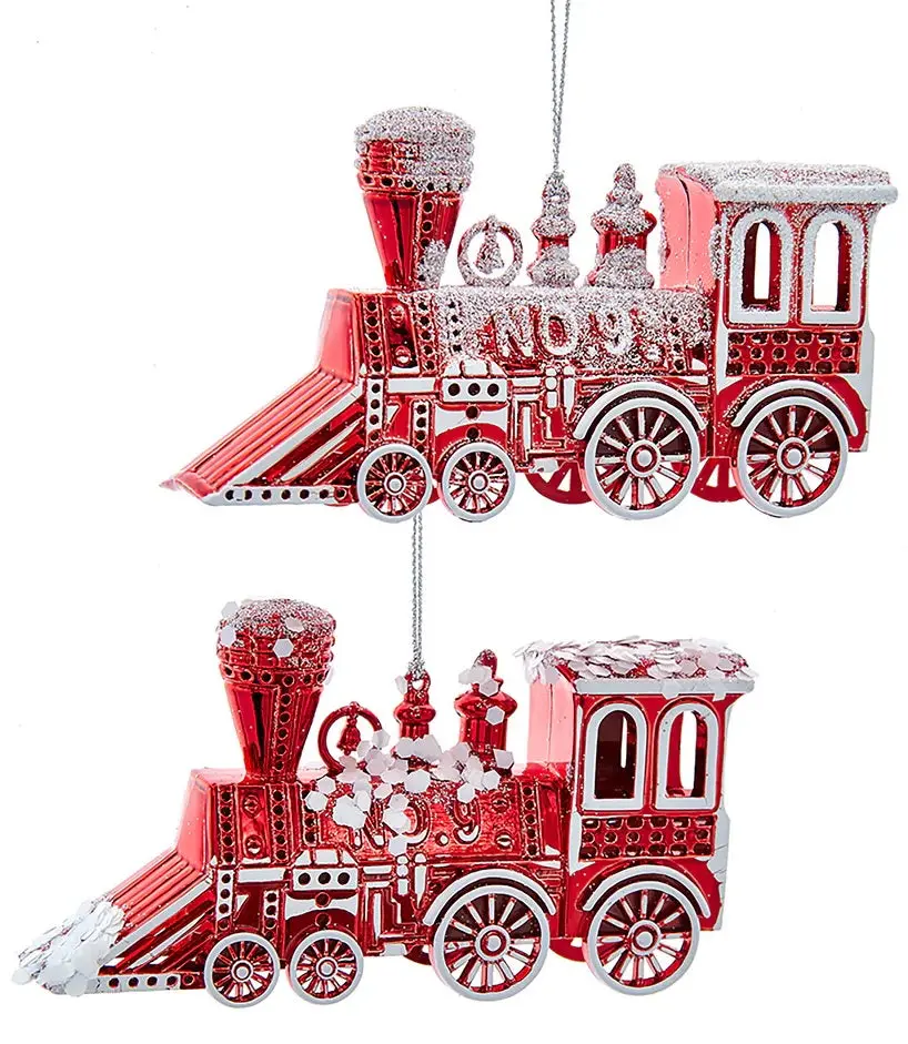 2.5" Red And White Locomotive Ornament 1