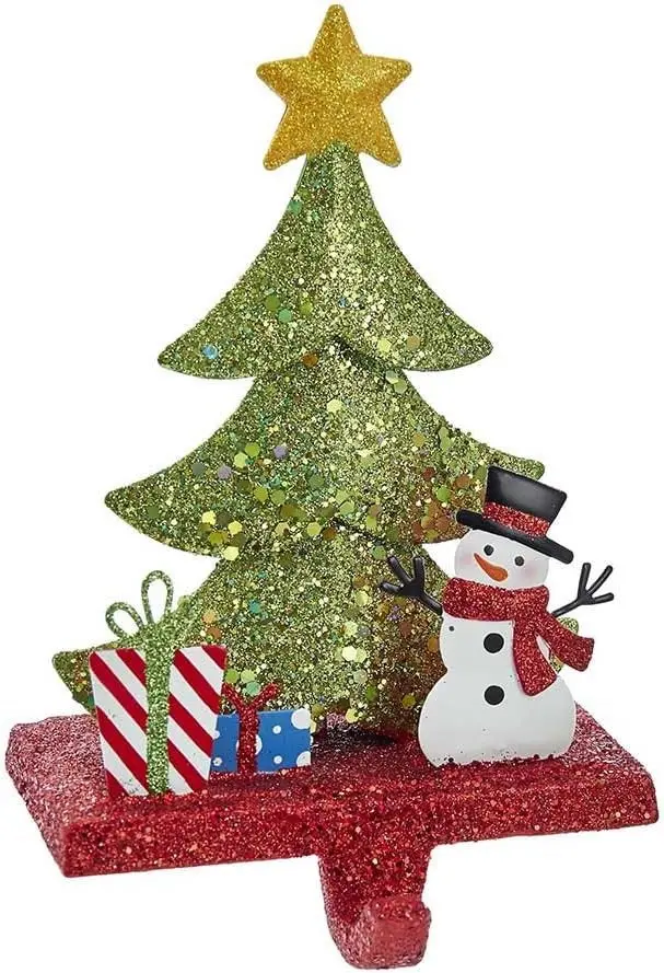 6.5" Christmas Tree Glitter Base Stocking Hanger 1