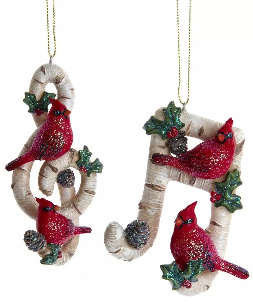 4" Birch Berry Cardinal Music Note Ornament 1