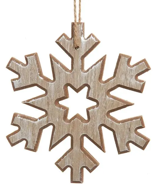 6" Small Wooden Christmas Snowflake Ornament 1