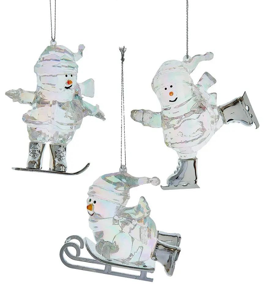 Opalescent Winter Scene Snowman Ornament 1