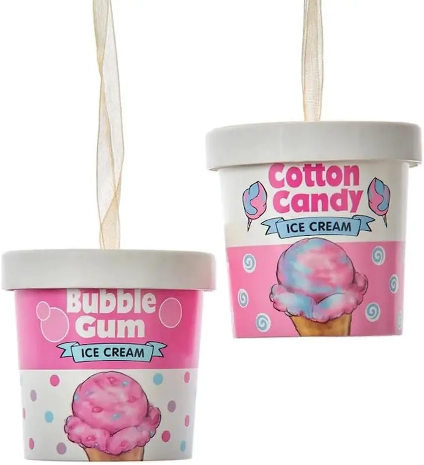 2.5" Ice Cream Pint Ornament (Cotton Candy/Bubble Gum) 1