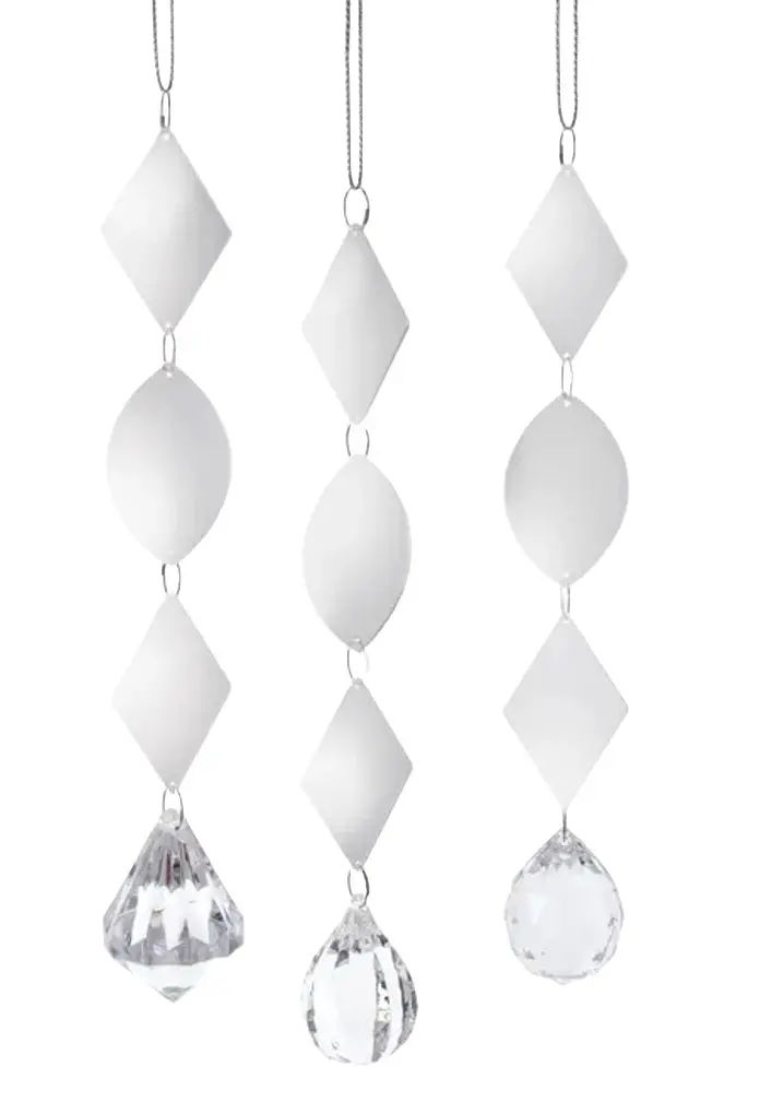6.5" Silver & White Dangling Mirror Ornament 1