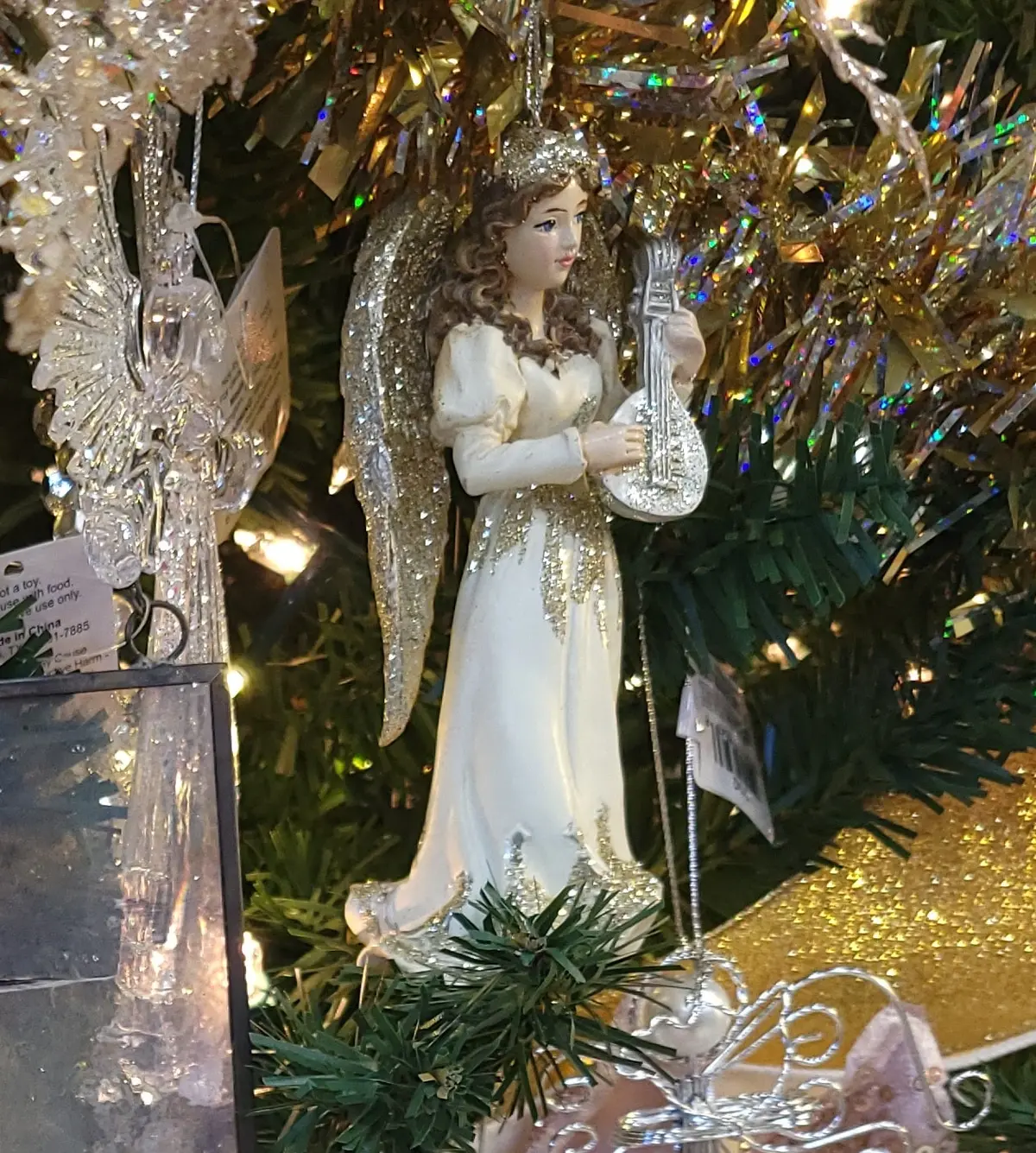 5.25" Platinum Angel Ornament 2