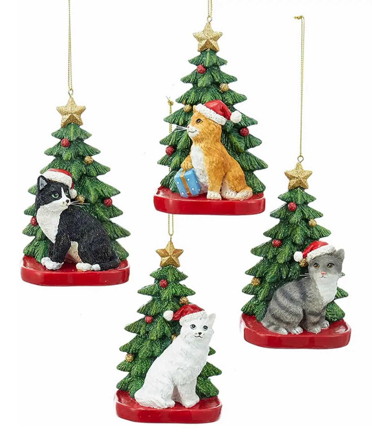 4.25" Cat With Christmas Tree Ornament For Personalization 1
