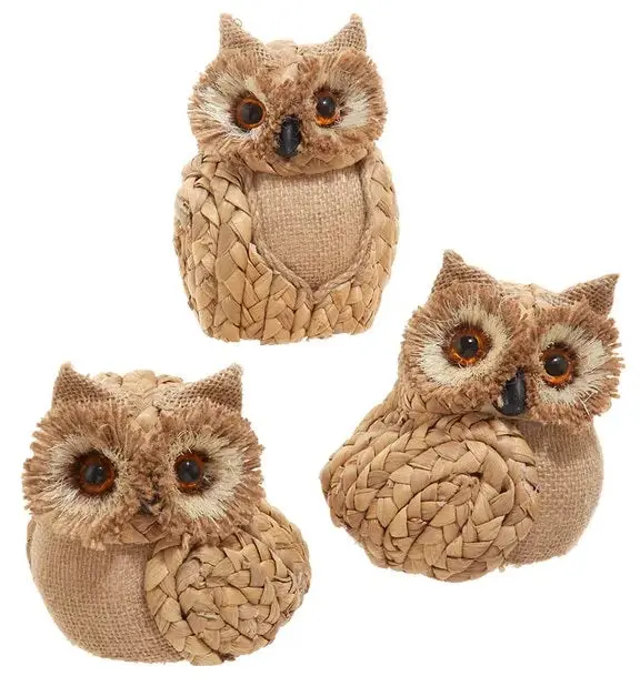 4.75" Brown Wicker Owl Ornament 1