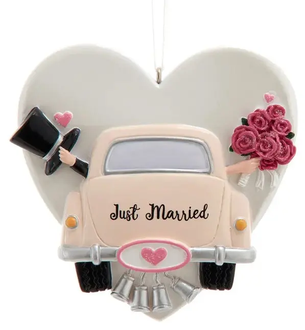 "Just Married" Wedding Car Ornament For Personalization 1