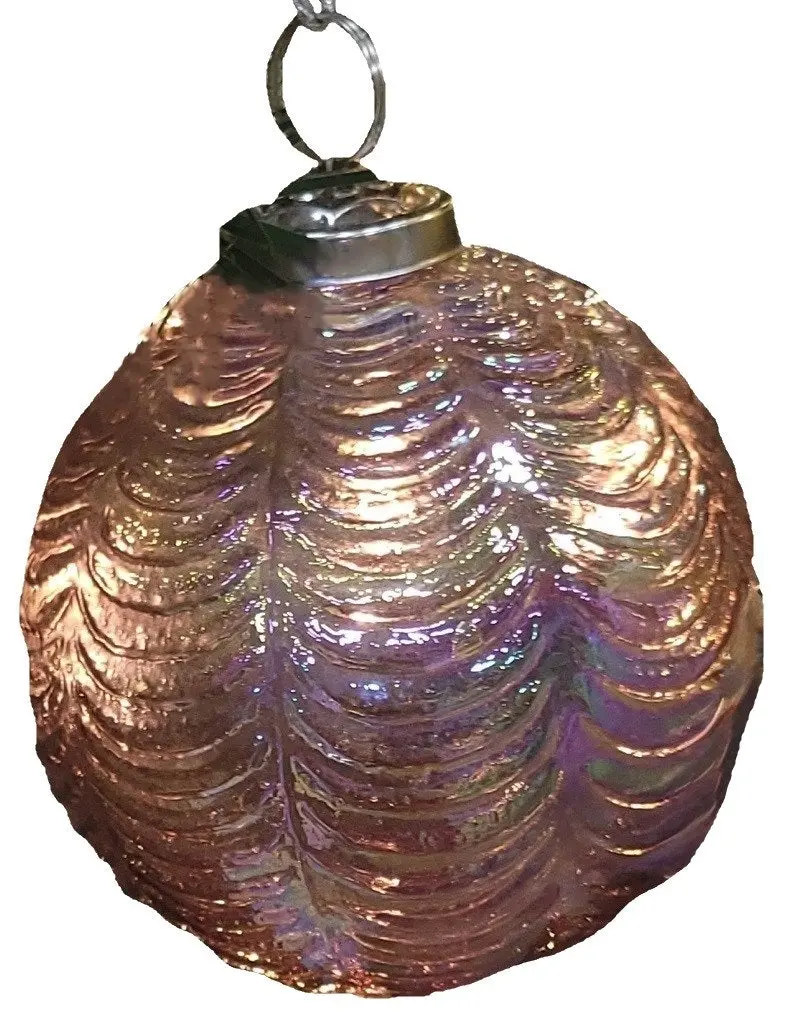 4" Iridescent Ribbed Glass Ornament 1