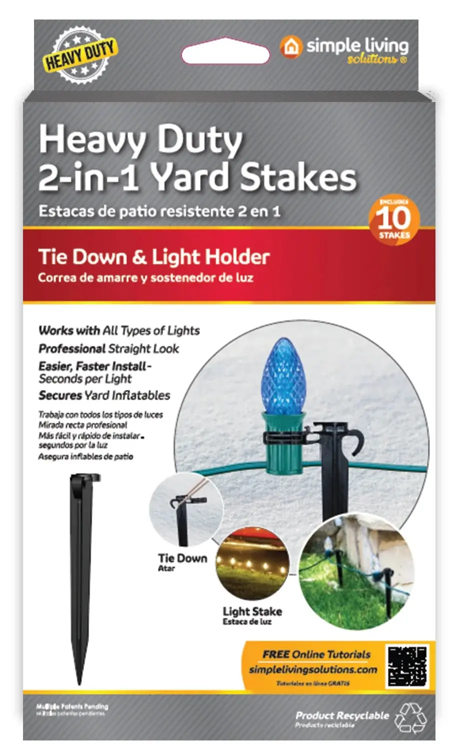 2-In-1 Heavy Duty Yard Stakes (10-Pack) 1
