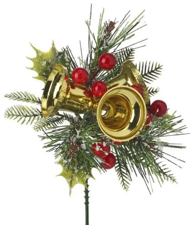 7" Retro Gold Bell & Berry Pick Spray 1