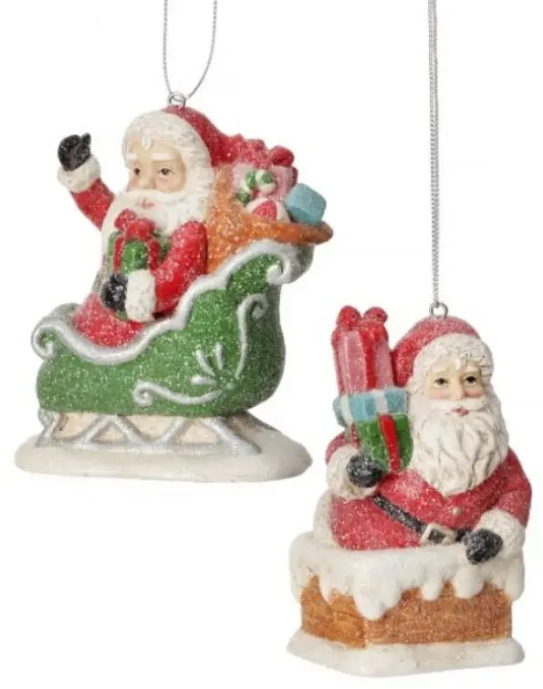 3.5" Frosted Santa Ornament 1