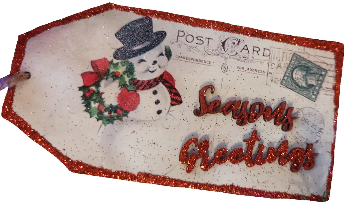 5" Mdf Vintage Gift Tag Ornament 1