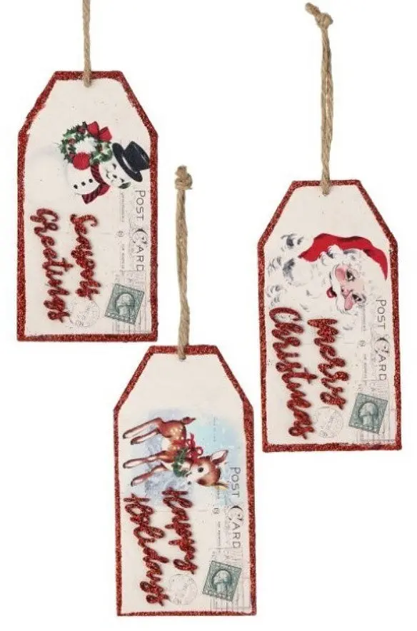5" Mdf Vintage Gift Tag Ornament 2