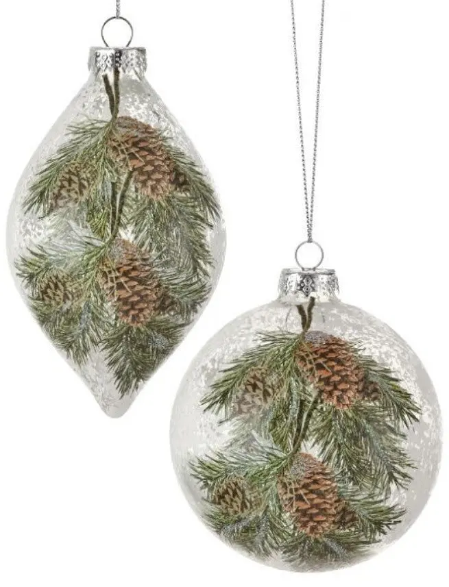 Glass Pine Bough Ornament (Ball/Finial) 1