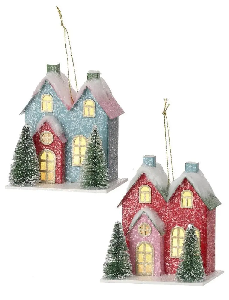 4.5" Snow-Kissed Vintage Led House Ornament 1