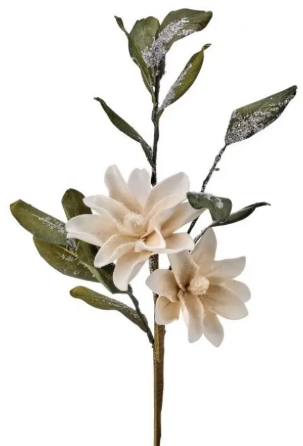 38" Snowy Cream Magnolia Floral Stem 1