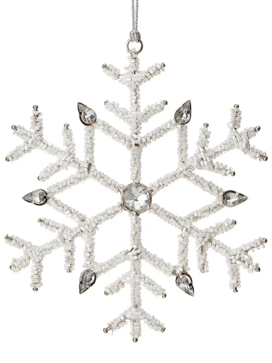 6.5" Jewel Beaded Snowflake Ornament 1