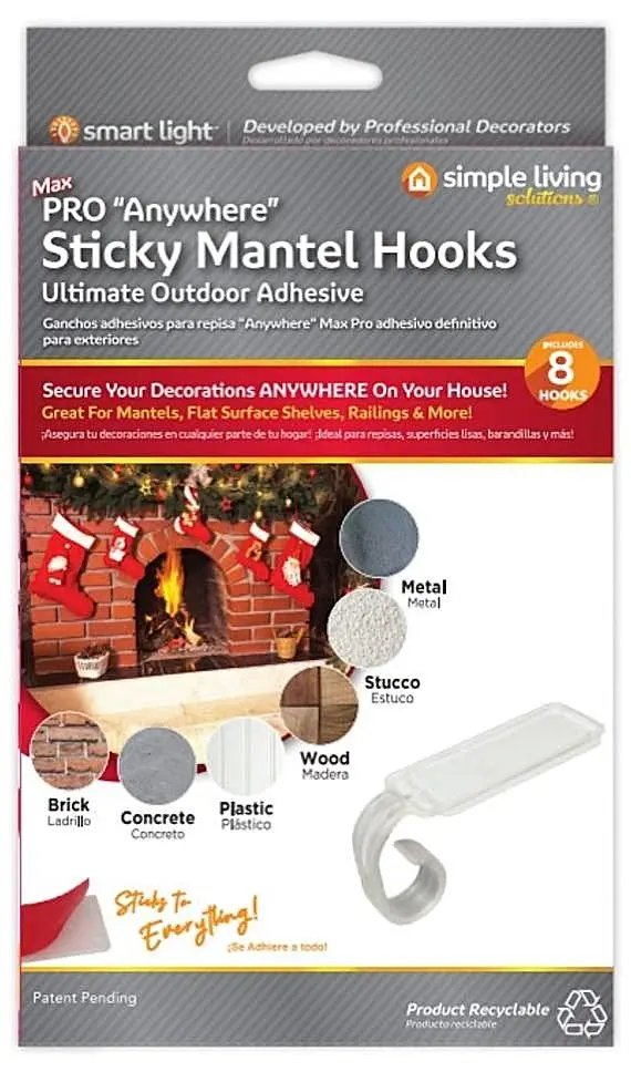 Pro "Anywhere" Mantel Hook Sticky Clip (8-Pack) 1