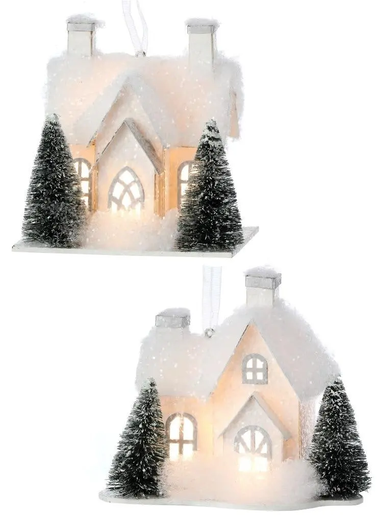 5" Battery-Operated Led Snowy White Christmas Village House 1