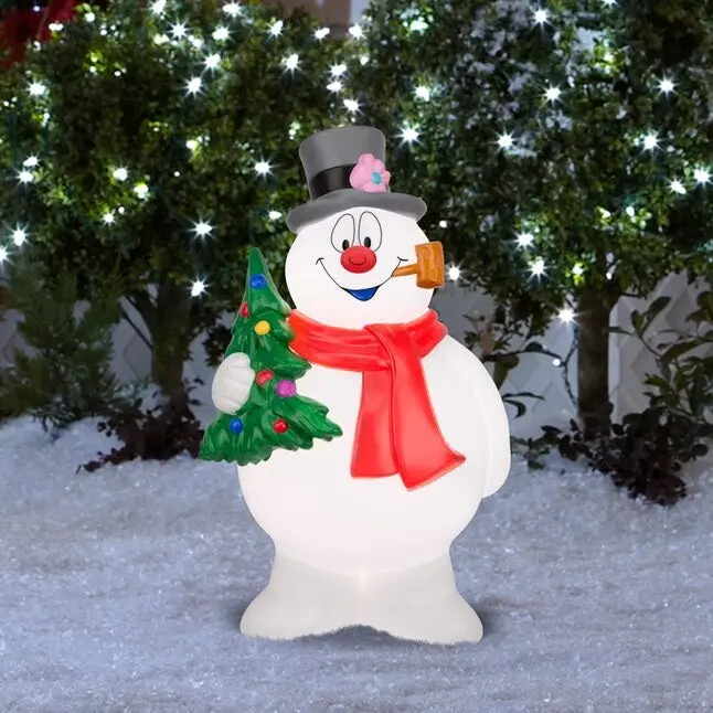 2' Frosty The Snowman Holding A Tree Blow Mold Decoration 1