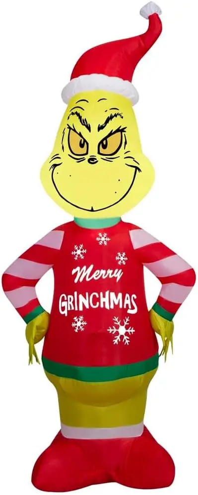 4' Airblown® Grinch Wearing An Ugly Sweater Christmas Inflatable 1